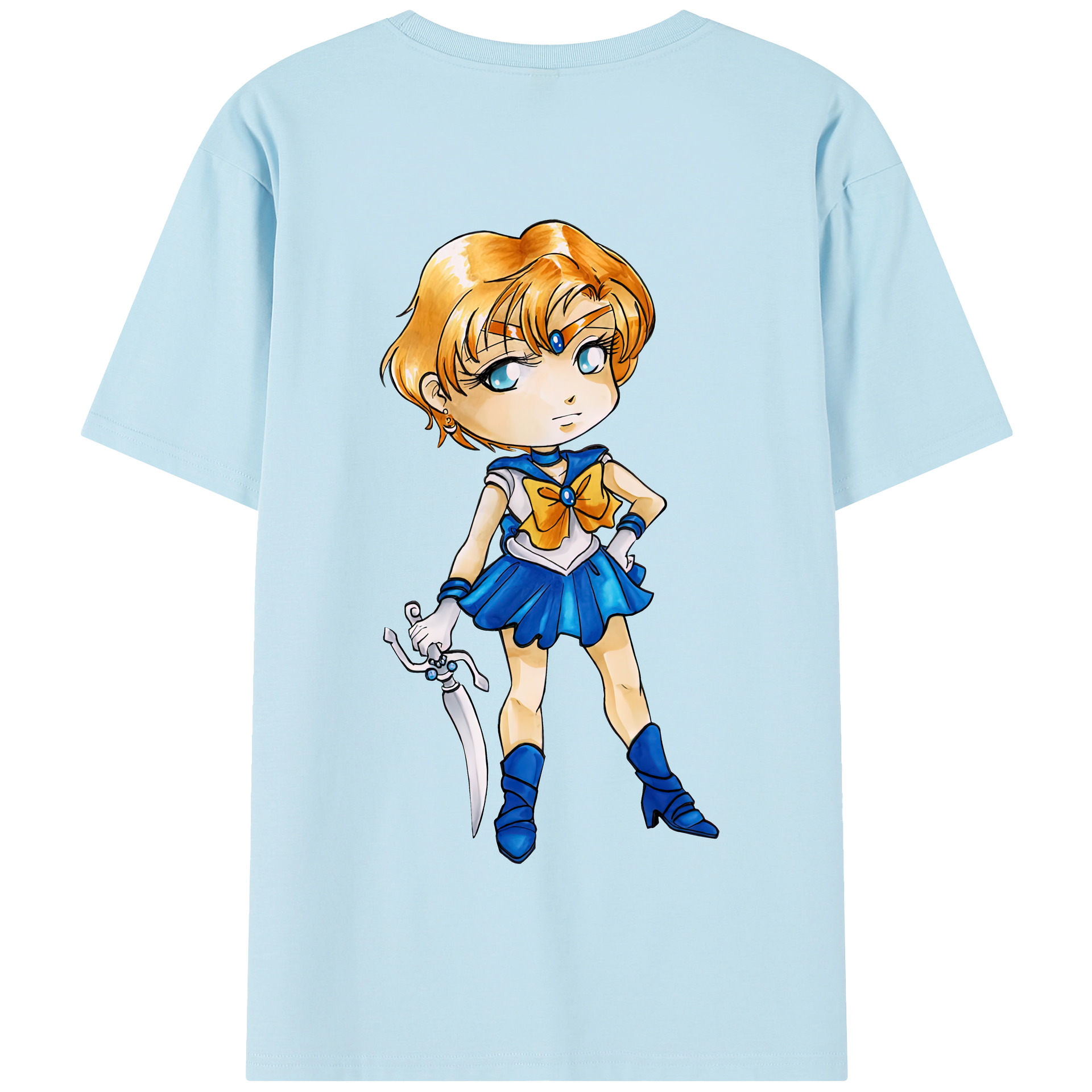 （画像用） 美少女戦士セーラームーン 天王はるか Sailor Moon Tenoh Haruka 綿100％半袖Tシャツ（背面プリント）